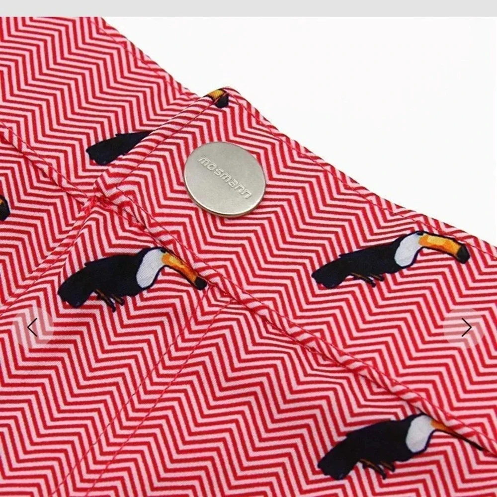 Mosmann Australia Mens‎ Large Red Toucan Print Lined Swim Shorts Surf Beach
